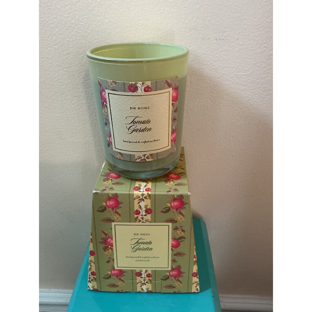 DW Home Tomato Garden Scented Candle 7.6oz‎ Green Glass Jar New in Box DSF5116 - Picture 3 of 5